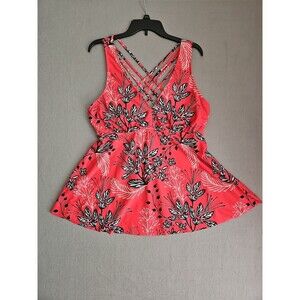 Women's Unbranded Swim Suit Top Size 18W Coral With Floral